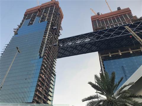 The newly installed link section at One Za'abeel in Dubai, UAE.