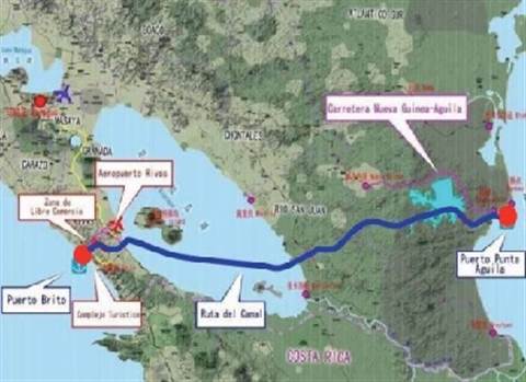 Nicaragua canal definite path