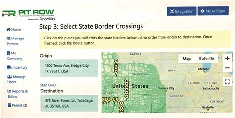 Screen grab of a map in a software package